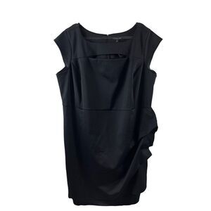 Lane Bryant Scuba Front Cut Out Side Ruched Cocktail Mini Dress Size 28 Black